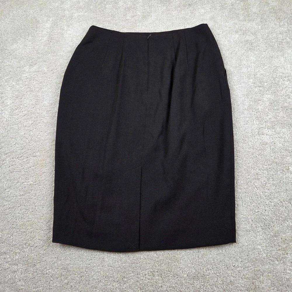 Black Wool Blend Pencil Skirt Size 10 Dana Buchman High Waist Pockets  24
